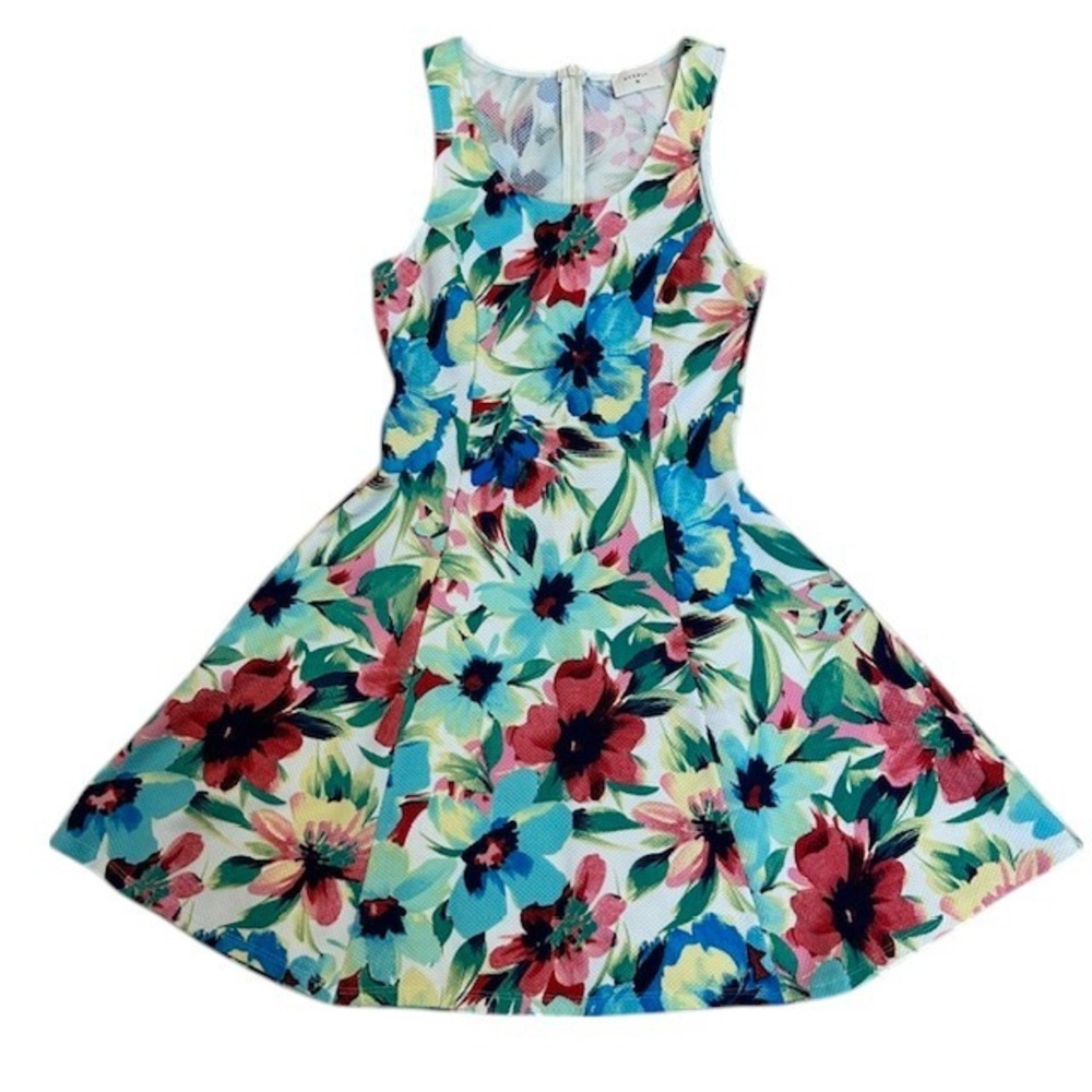 Everly Floral Print Fit & Flare Sleeveless Dress Party‎ Cocktail White Med